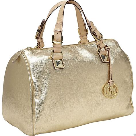 michael kors grayson satchel gold|michael kors leather satchel large.